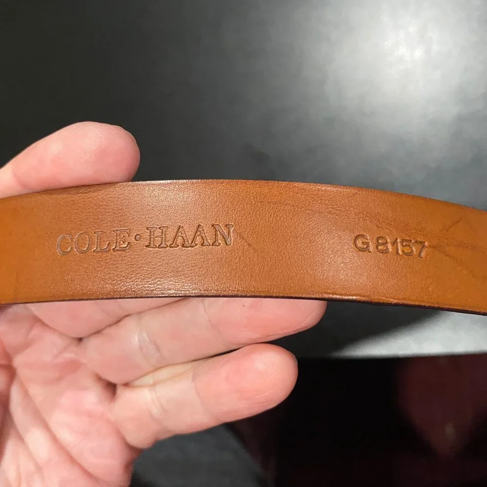 Men Cole Haan Quiet Luxury Minimalist Office Classic Preppy Leather Belt 34